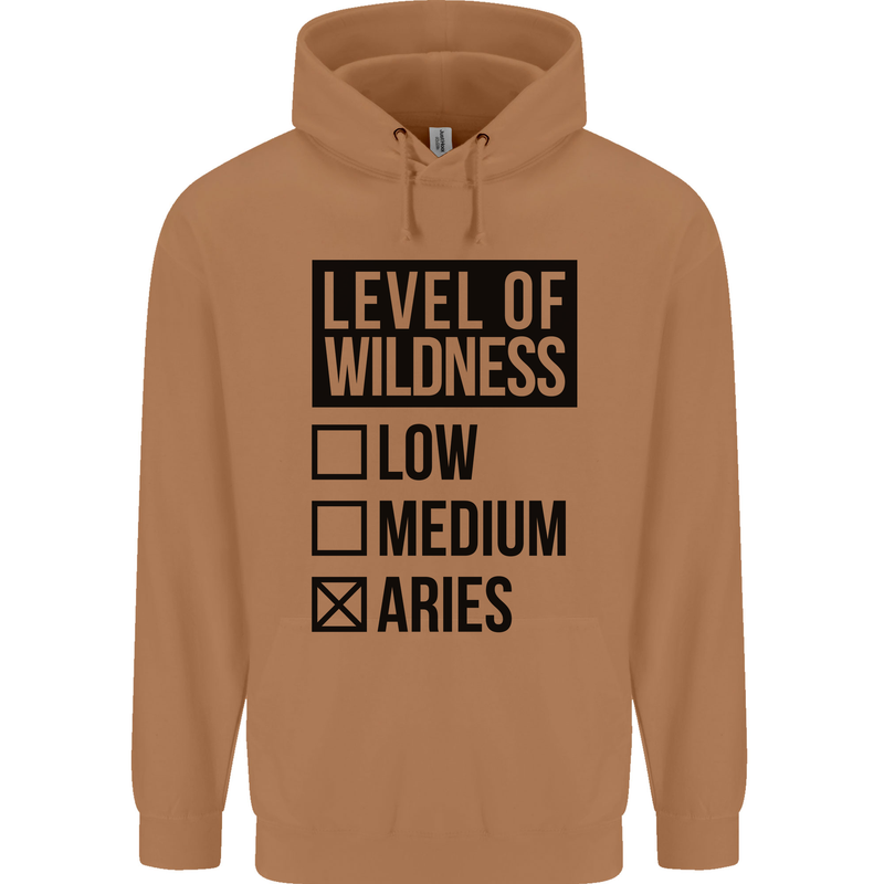 Levels of Wildness Aries Mens 80% Cotton Hoodie Caramel Latte