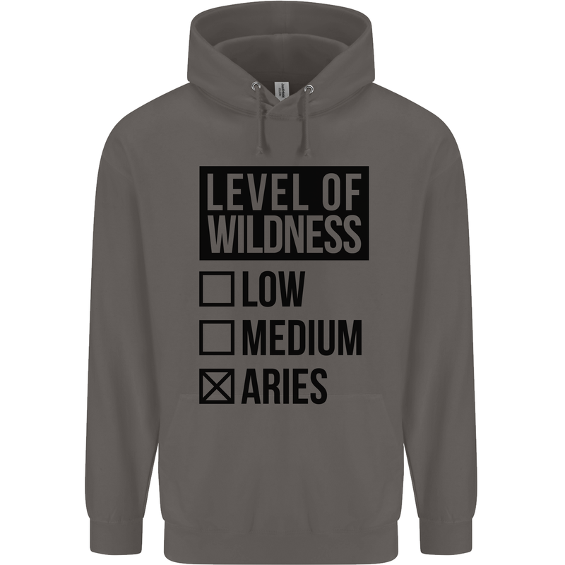 Levels of Wildness Aries Mens 80% Cotton Hoodie Charcoal