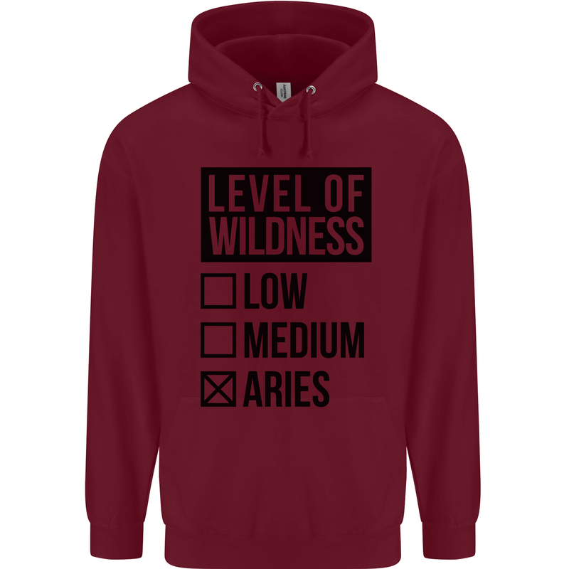 Levels of Wildness Aries Mens 80% Cotton Hoodie Maroon