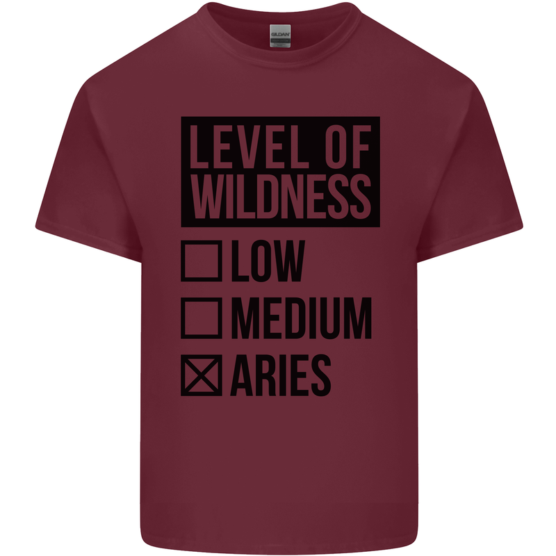Levels of Wildness Aries Mens Cotton T-Shirt Tee Top Maroon
