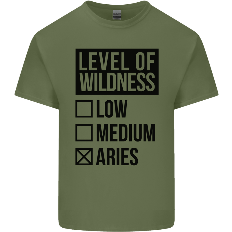 Levels of Wildness Aries Mens Cotton T-Shirt Tee Top Military Green
