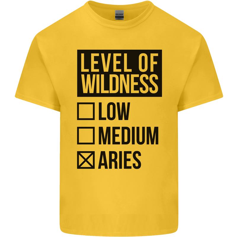 Levels of Wildness Aries Mens Cotton T-Shirt Tee Top Yellow