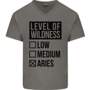 Levels of Wildness Aries Mens V-Neck Cotton T-Shirt Charcoal
