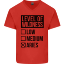 Levels of Wildness Aries Mens V-Neck Cotton T-Shirt Red