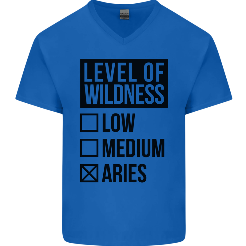 Levels of Wildness Aries Mens V-Neck Cotton T-Shirt Royal Blue