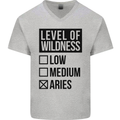 Levels of Wildness Aries Mens V-Neck Cotton T-Shirt Sports Grey