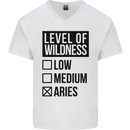 Levels of Wildness Aries Mens V-Neck Cotton T-Shirt White