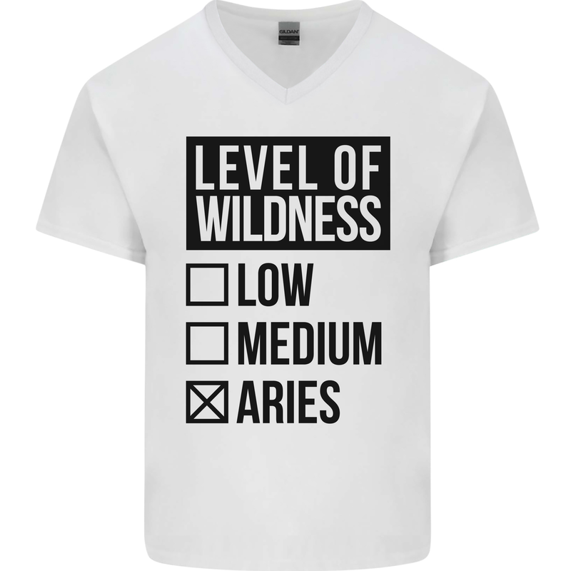 Levels of Wildness Aries Mens V-Neck Cotton T-Shirt White