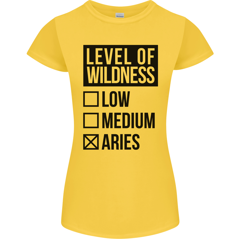 Levels of Wildness Aries Womens Petite Cut T-Shirt Yellow