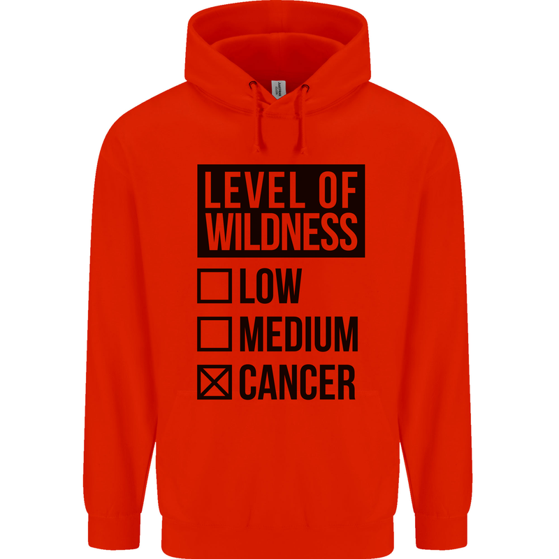Levels of Wildness Cancer Mens 80% Cotton Hoodie Bright Red