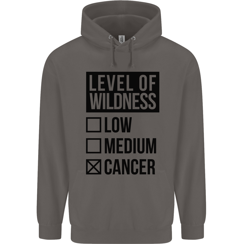 Levels of Wildness Cancer Mens 80% Cotton Hoodie Charcoal
