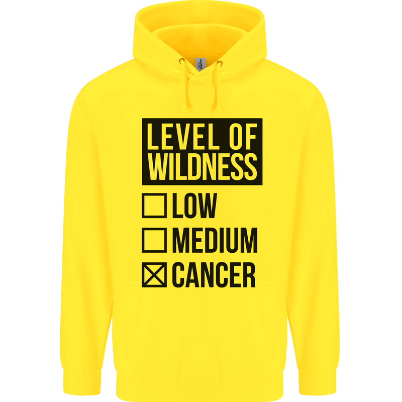 Levels of Wildness Cancer Mens 80% Cotton Hoodie Yellow