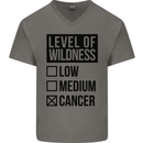 Levels of Wildness Cancer Mens V-Neck Cotton T-Shirt Charcoal