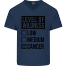 Levels of Wildness Cancer Mens V-Neck Cotton T-Shirt Navy Blue