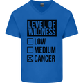 Levels of Wildness Cancer Mens V-Neck Cotton T-Shirt Royal Blue