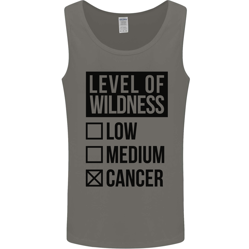 Levels of Wildness Cancer Mens Vest Tank Top Charcoal