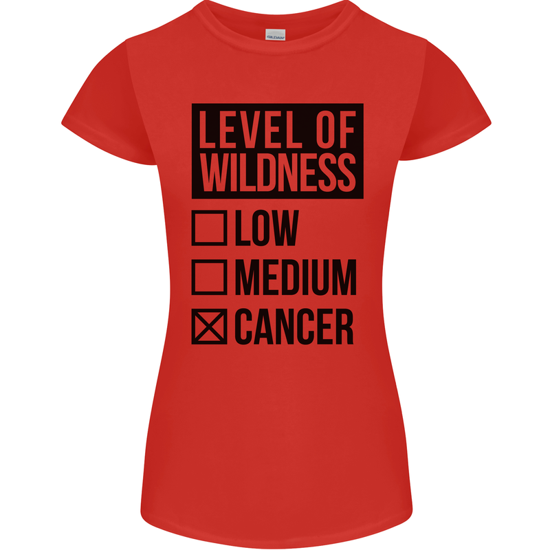 Levels of Wildness Cancer Womens Petite Cut T-Shirt Red