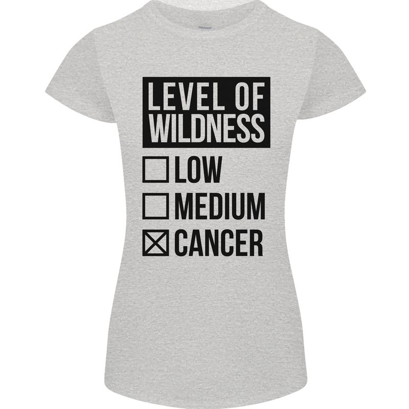Levels of Wildness Cancer Womens Petite Cut T-Shirt Sports Grey