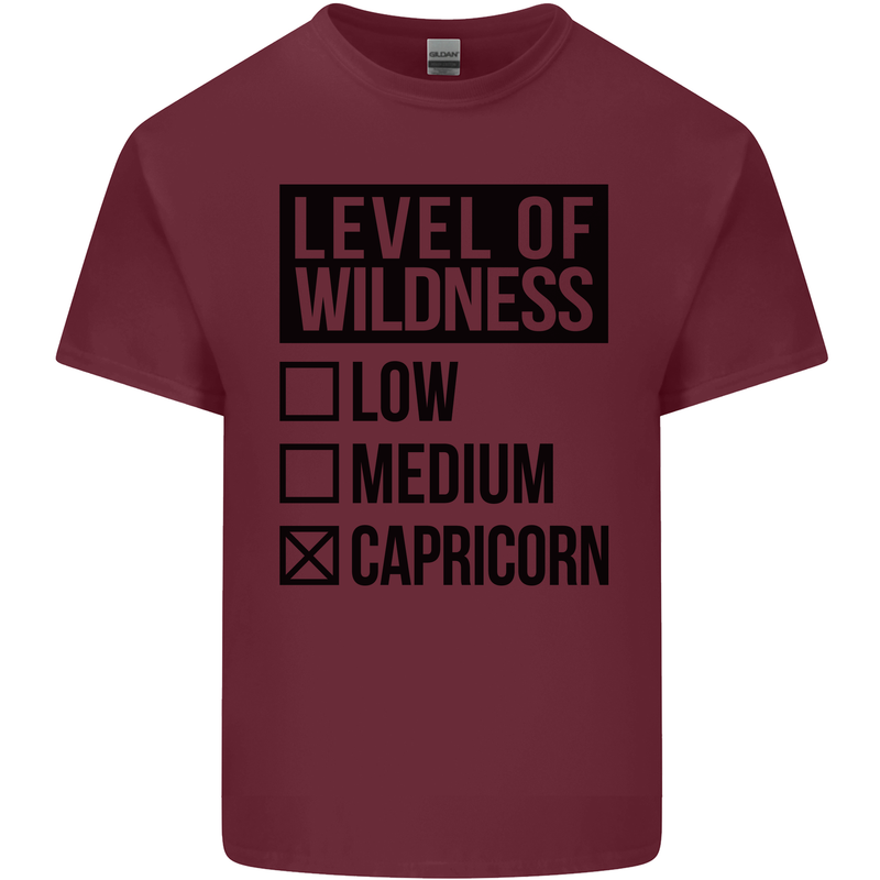 Levels of Wildness Capricorn Mens Cotton T-Shirt Tee Top Maroon