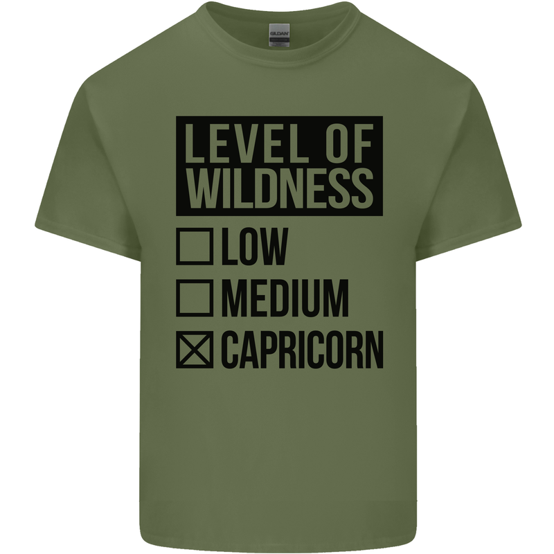 Levels of Wildness Capricorn Mens Cotton T-Shirt Tee Top Military Green