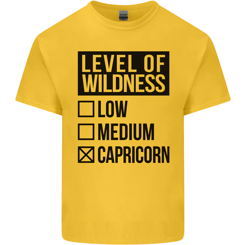 Levels of Wildness Capricorn Mens Cotton T-Shirt Tee Top Yellow