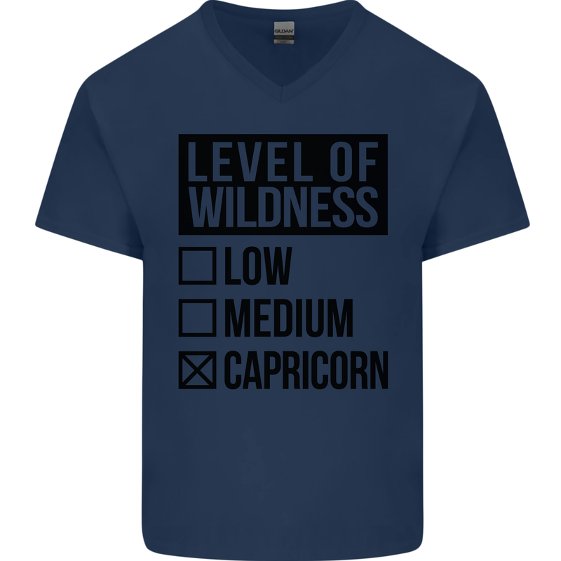 Levels of Wildness Capricorn Mens V-Neck Cotton T-Shirt Navy Blue