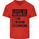 Levels of Wildness Capricorn Mens V-Neck Cotton T-Shirt Red