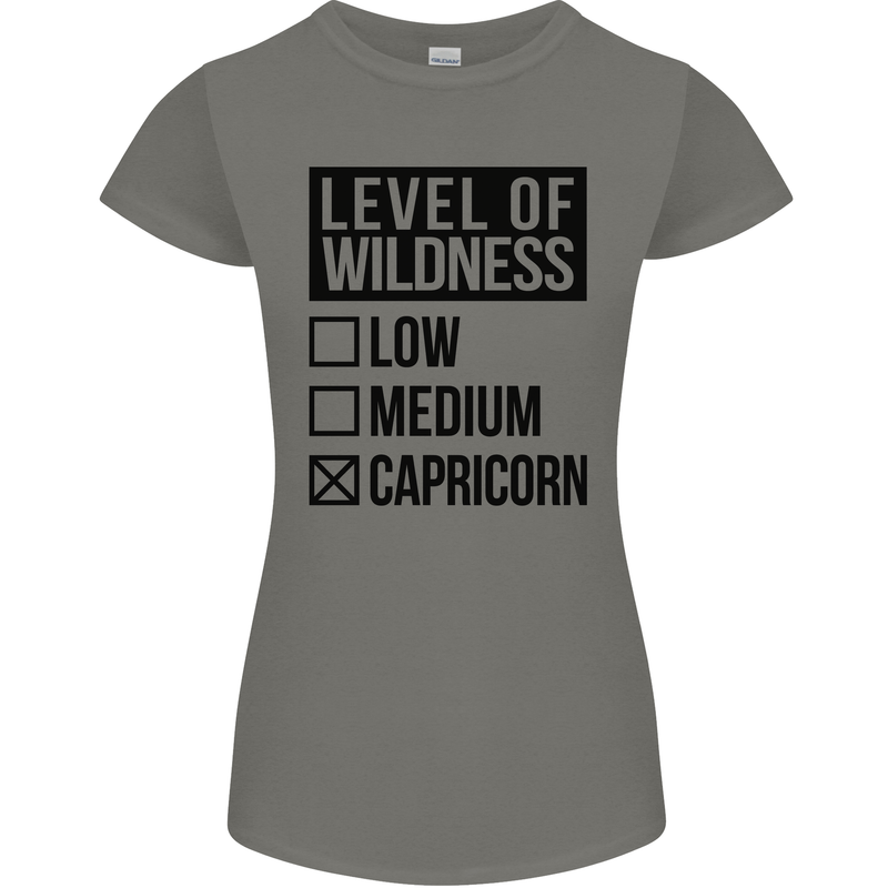 Levels of Wildness Capricorn Womens Petite Cut T-Shirt Charcoal