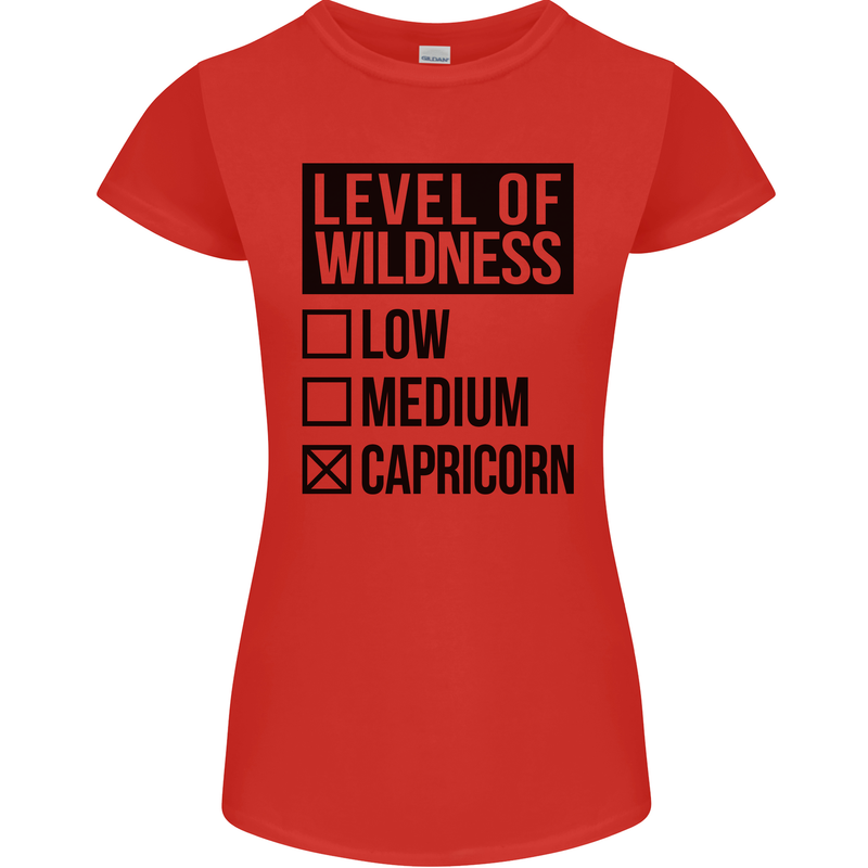 Levels of Wildness Capricorn Womens Petite Cut T-Shirt Red