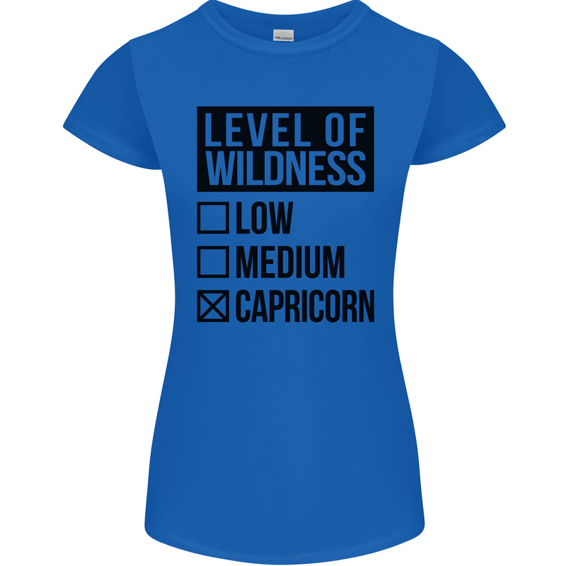 Levels of Wildness Capricorn Womens Petite Cut T-Shirt Royal Blue