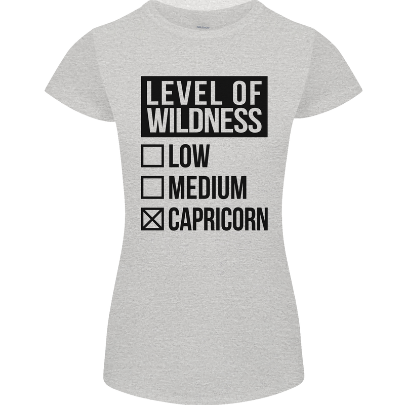 Levels of Wildness Capricorn Womens Petite Cut T-Shirt Sports Grey