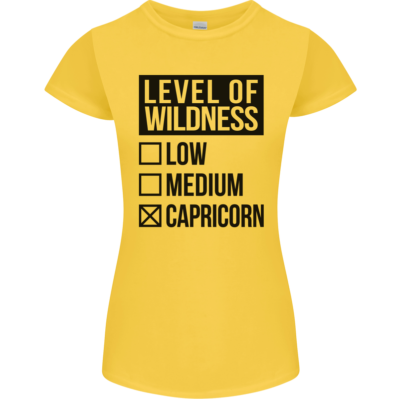 Levels of Wildness Capricorn Womens Petite Cut T-Shirt Yellow