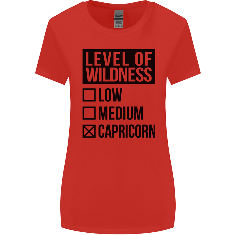 Levels of Wildness Capricorn Womens Wider Cut T-Shirt Red