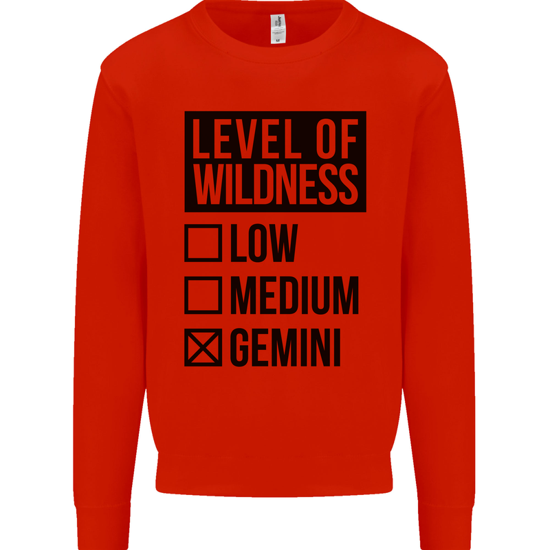 Levels of Wildness Gemini Kids Sweatshirt Jumper Bright Red
