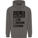 Levels of Wildness Gemini Mens 80% Cotton Hoodie Charcoal