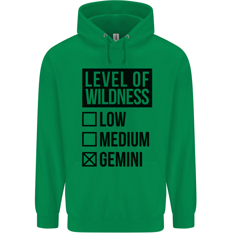 Levels of Wildness Gemini Mens 80% Cotton Hoodie Irish Green