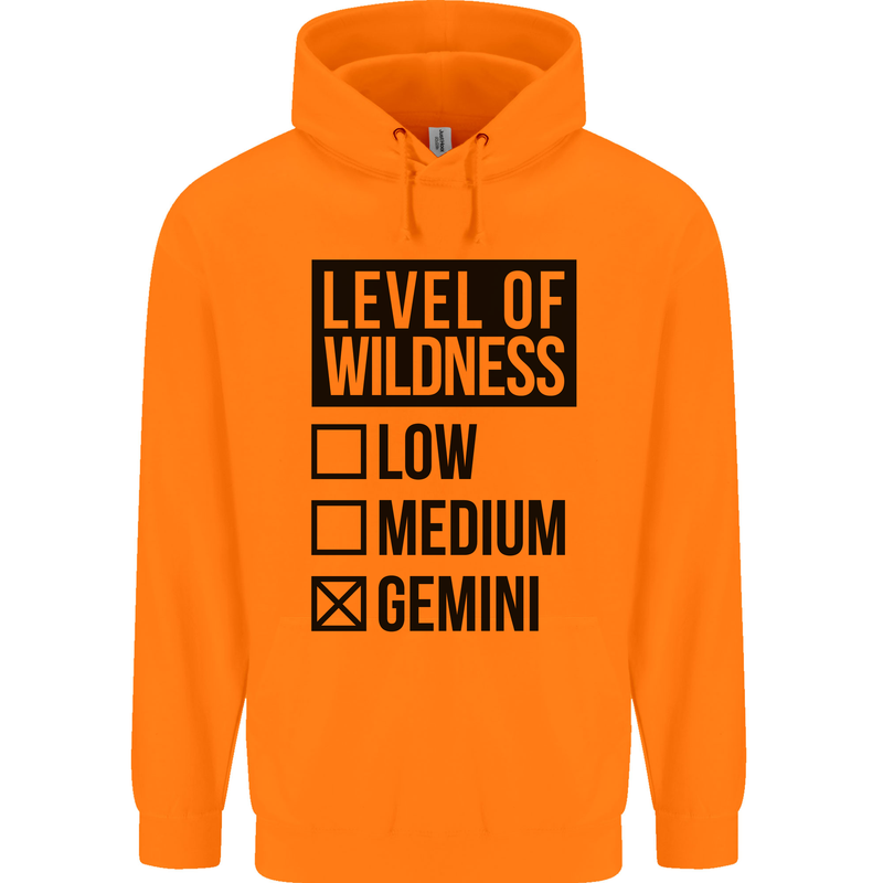 Levels of Wildness Gemini Mens 80% Cotton Hoodie Orange