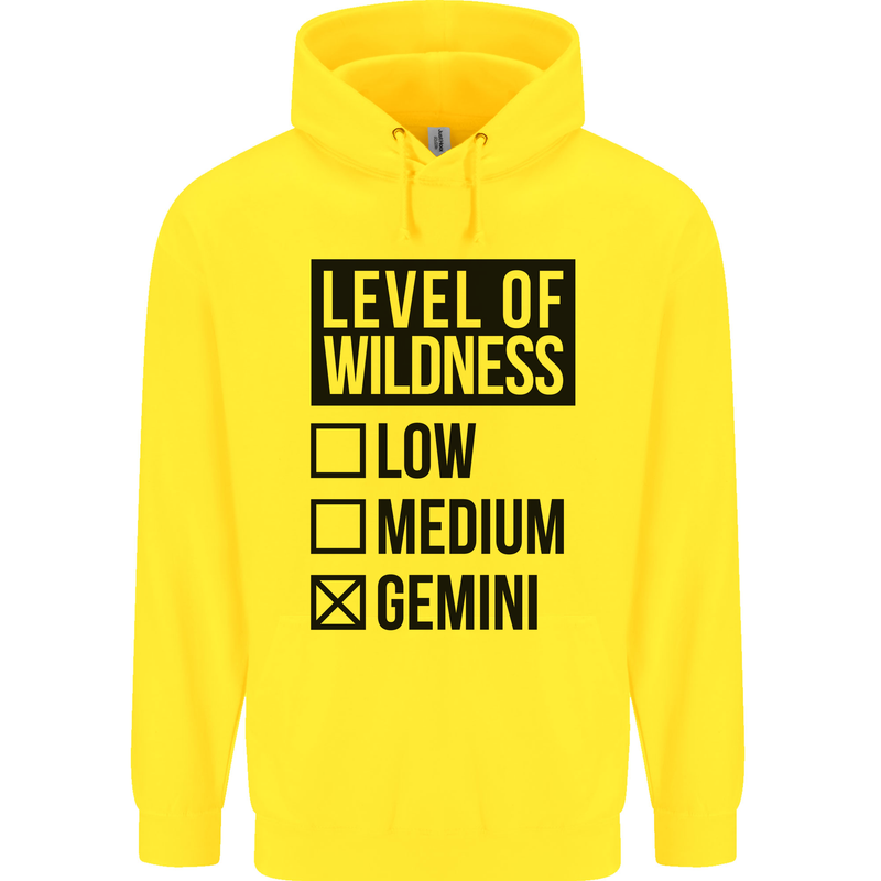 Levels of Wildness Gemini Mens 80% Cotton Hoodie Yellow