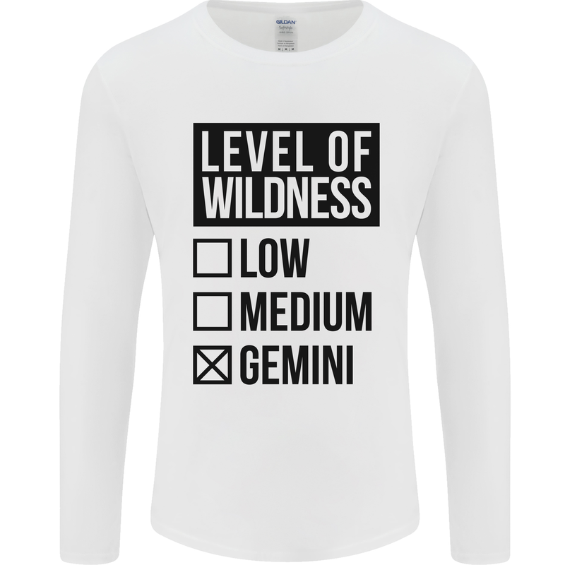 Levels of Wildness Gemini Mens Long Sleeve T-Shirt White