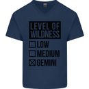 Levels of Wildness Gemini Mens V-Neck Cotton T-Shirt Navy Blue