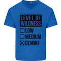 Levels of Wildness Gemini Mens V-Neck Cotton T-Shirt Royal Blue