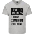 Levels of Wildness Gemini Mens V-Neck Cotton T-Shirt Sports Grey