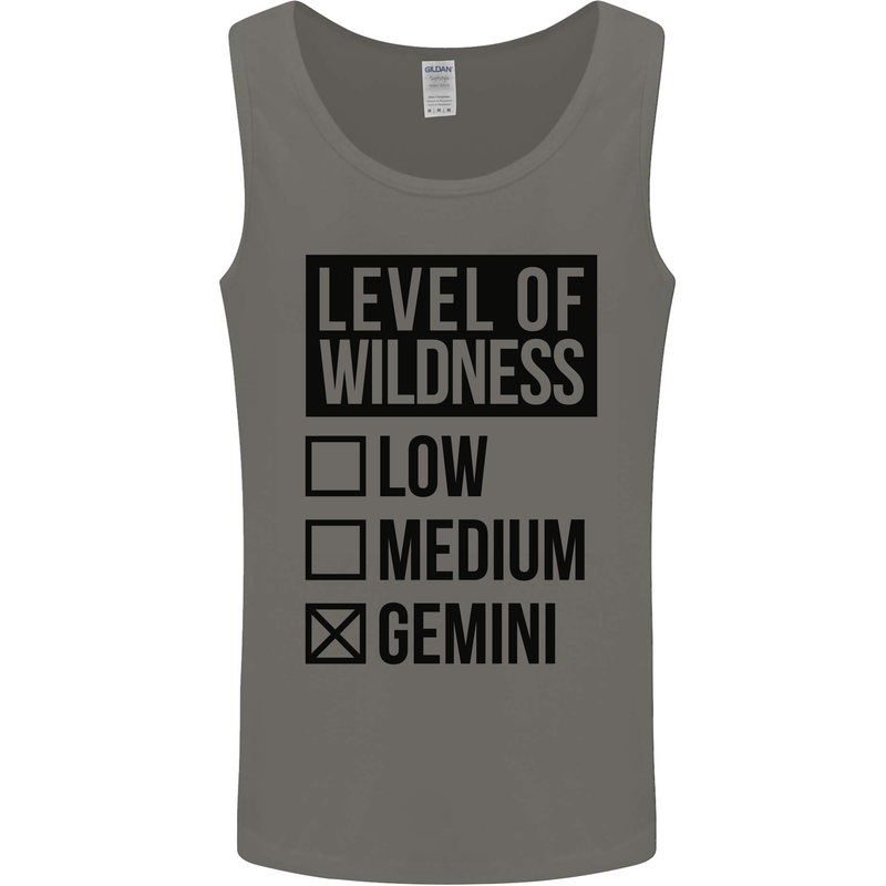 Levels of Wildness Gemini Mens Vest Tank Top Charcoal