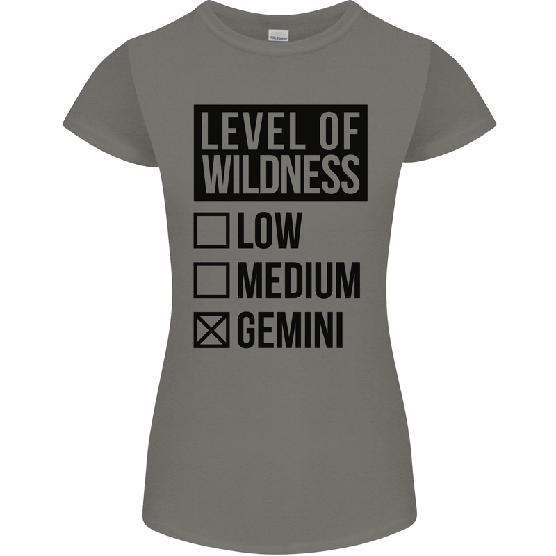 Levels of Wildness Gemini Womens Petite Cut T-Shirt Charcoal