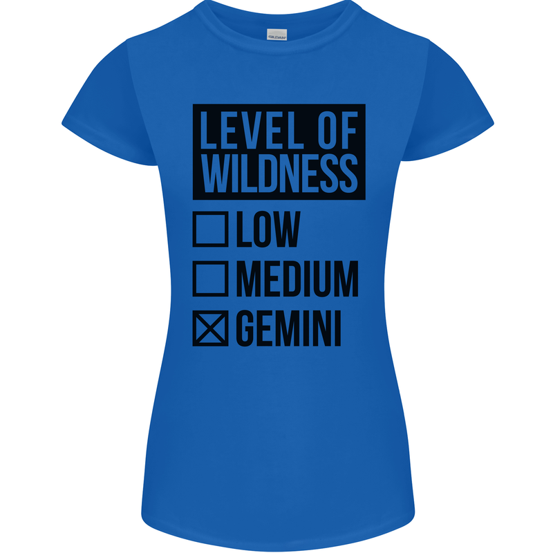 Levels of Wildness Gemini Womens Petite Cut T-Shirt Royal Blue