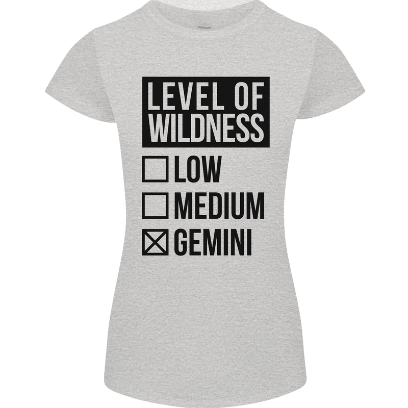 Levels of Wildness Gemini Womens Petite Cut T-Shirt Sports Grey