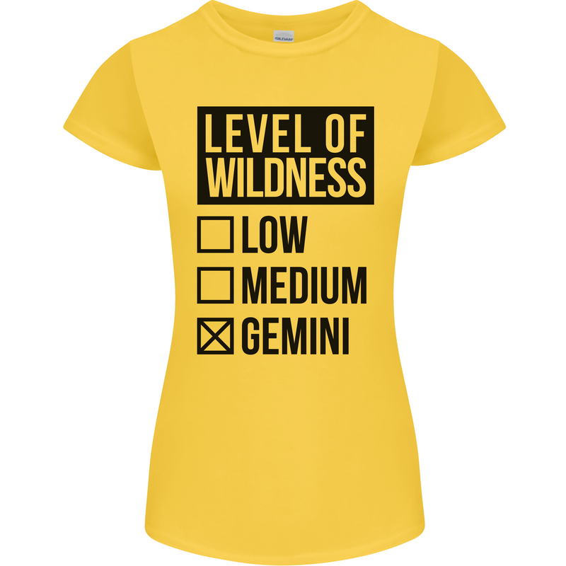 Levels of Wildness Gemini Womens Petite Cut T-Shirt Yellow