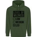 Levels of Wildness Leo Childrens Kids Hoodie Forest Green