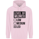 Levels of Wildness Leo Childrens Kids Hoodie Light Pink