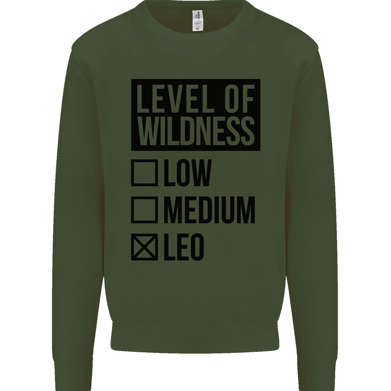 Levels of Wildness Leo Kids Sweatshirt Jumper Forest Green